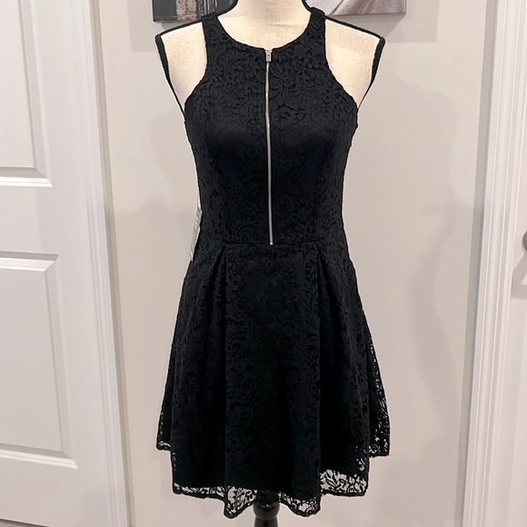 Express Lace Overlay Skater Dress - Picture 2 of 10